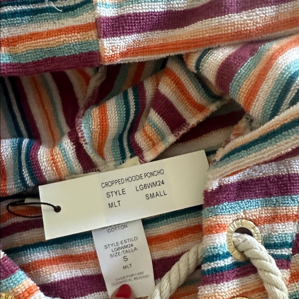 L'AGENCE Lee Cover-Up Poncho in multi watercolor stripe size small NWT - Picture 5 of 5